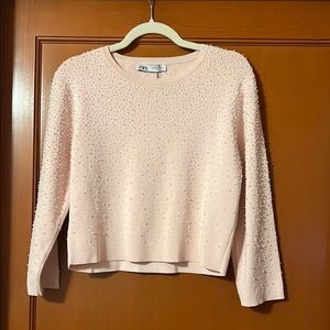 Zara Pink Embellished Women's Sweater